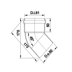 Угол Termica 45 d=80мм п/м TAU845