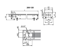 Внутрипольный конвектор с естественной конвекцией Techno KVZ 200-120-1800