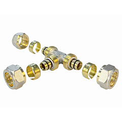 Тройник Valfex для труб PE-RT/Al/PE-RT, обжимной 16