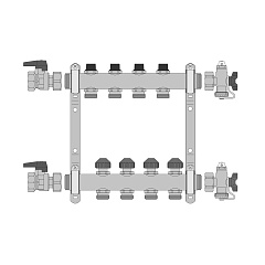 Комплект коллекторов РЕХАУ HKV на 2 контура, нержавеющая сталь