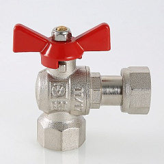 Кран шаровой VALTEC угловой с накидной гайкой и внутренней резьбой 1 х 1