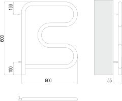 Электрический полотенцесушитель Terminus Электро 25 F-обр 500х500 поворотный