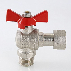 Кран шаровой VALTEC угловой с накидной гайкой и наружной резьбой 1/2 х 1/2