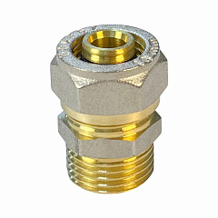 Соединитель Valfex для труб PE-RT/Al/PE-RT, обжимной с переходом на НР 16 x 1/2 дюйма