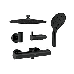 Душевая система Cersanit BRASKO BLACK (смеситель термостатический) 3 режима шланг 150 металл черный