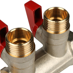 Коллектор Stout с шаровыми кранами 3/4x1/2 с 2 отводами, красный, SMB 6200 341202