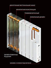 Биметаллический секционный радиатор отопления Rifar Supremo 800 / 3 секции