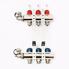 Коллекторная группа UNI-FITT из латуни 440E с термостатическими вентилями и расходомерами 1x3/4 с 3 отводами