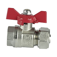 Шаровый кран Valfex для труб PE-RT/Al/PE-RT, обжимной с переходом на ВР, ручка-бабочка, 16х1/2 дюйма