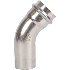 Угольник Rommer пресс 35 однораструбный, 45 градусов ВПр-НПр, нержавеющая сталь