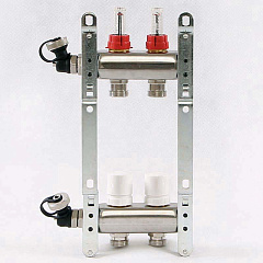Коллекторная группа UNI-FITT из нерж. стали 450I с термостатическими вентилями и расходомерами 1x3/4 с 2 отводами