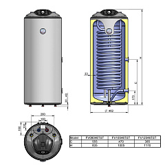 Косвенный напольный бойлер ELDOM GREEN LINE FV12046TST, 120 литров