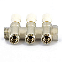 Коллектор UNI-FITT никелированный 406N с вентилями 1x3/4 EK с 3 отводами