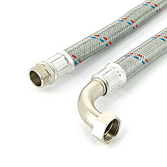 Гибкая подводка UNI-FITT антивибрационная НВ 1 угловая, 60 см, DN 25, оплётка из нержавеющей стали