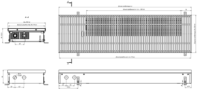 Внутрипольный конвектор с естественной конвекцией Eva K.90.258.2000