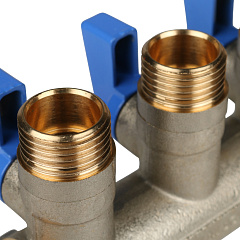 Коллектор Stout с шаровыми кранами 3/4x1/2 с 3 отводами, синий, SMB 6201 341203