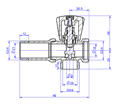Вентиль-тройник MVI для подключения сантехнических приборов ВНН 3/4