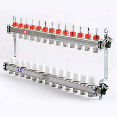 Коллекторная группа UNI-FITT из нерж. стали 450I с термостатическими вентилями и расходомерами 1x3/4 с 13 отводами