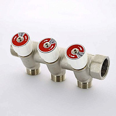 Коллектор UNI-FITT 400N НВ 3/4 3 х 1/2 Н 40 мм никелированный с вентилями