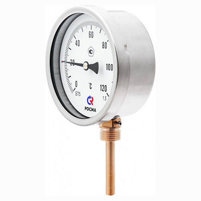 Термометр Росма биметаллический БТ-52.211(0-160)М20Х1,5.100.1,5 радиальное подключение защитная гильза