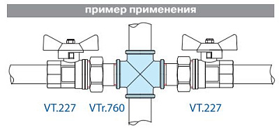 Крестовина VALTEC 3/4 внутренняя, никелированная латунь