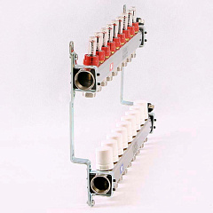 Коллекторная группа UNI-FITT из нерж. стали 450I с термостатическими вентилями и расходомерами 1x3/4 с 9 отводами