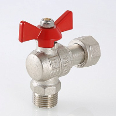 Кран шаровой VALTEC угловой с накидной гайкой и наружной резьбой 1/2 х 1/2
