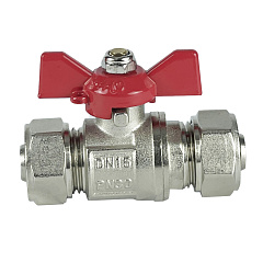 Шаровый кран Valfex для труб PE-RT/Al/PE-RT, обжимной, ручка-бабочка, 16х16