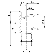 Водорозетка медная Viega Sanpress с SC-Contur d=15 (арт. 107 345)