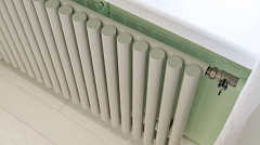 Стальной трубчатый радиатор отопления КЗТО Гармония А40 1, однотрубный, 500 11 секций, нижнее левое, цвет - RAL9016