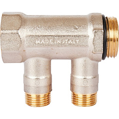 Коллектор Stout с шаровыми кранами 1x1/2 с 2 отводами, красный, SMB 6210 011202