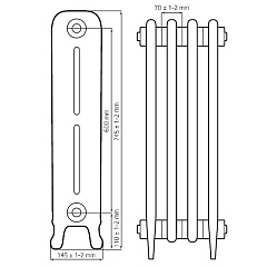 Чугунный радиатор отопления RETROstyle Leeds - 1 секция