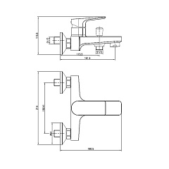 Смеситель для ванны/душа Cersanit NATURE, на стену