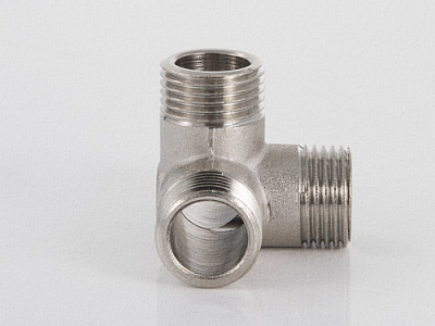 Крестовина VALTEC двухплоскостная 1/2 наружная резьба, никелированная латунь