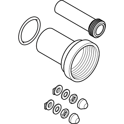 Присоединительный комплект Geberit с уплотн. кольцом для подвесного унитаза, длина 18,5 см d 90 мм