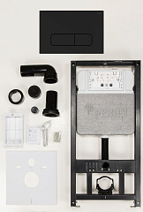 Комплект инсталляции РЕХАУ NOVAFLOW с панелью смыва NOVA ELLIPSE 001 овальные клавиши, пластик, черный, матовый (19101101001)