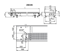 Внутрипольный конвектор с вентилятором Techno KVZV 250-85-1800