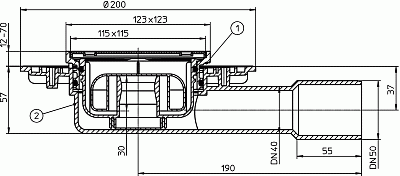 Трап HL 90Pr с решёткой, сифоном Primus