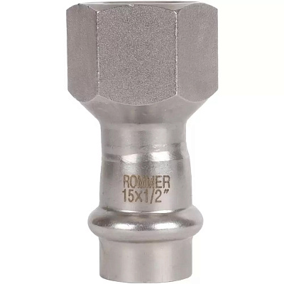 Переходник Rommer пресс 15х1/2, ВПр-ВР, нержавеющая сталь