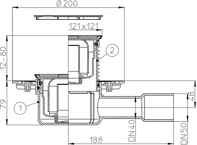 Трап HL 510N-3000 с решеткой 037Pr.32E - Цвет бронза
