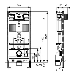 Застенный модуль TECE TECEprofil Uni 2.0 для TOTO Neorest, высота 1120 мм