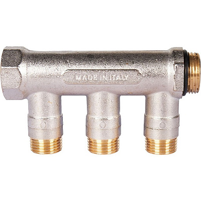 Коллектор Stout с шаровыми кранами 3/4x1/2 с 3 отводами, синий, SMB SMB 6211 341203