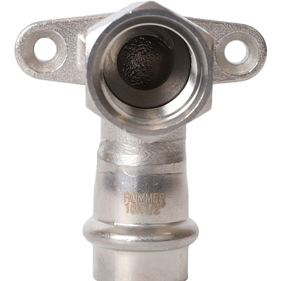 Угольник настенный Rommer с креплением 18х1/2 ВПр-ВР, нержавеющая сталь