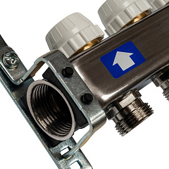 Коллектор Stout из нержавеющей стал с запорными клапанами 1/3/4x8, SMS 0922 000008