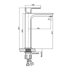 Смеситель для раковины Cersanit GEO, клик клак, высокий