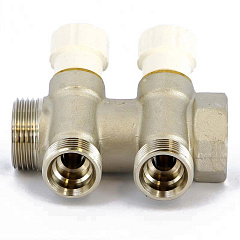 Коллектор UNI-FITT никелированный 406N с вентилями 1x3/4 EK с 2 отводами