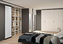 Стальной трубчатый радиатор отопления IRSAP TESI 2 двухтрубный 565мм, 8 секций, цвет - Серый Манхэттен, подкл. 25 (нижнее 1/2 вентиль сверху)