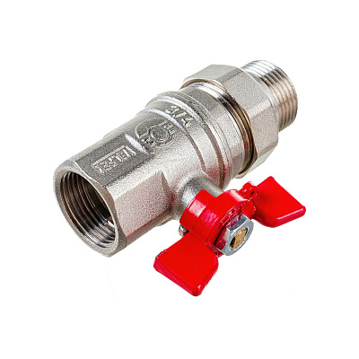 Кран шаровой Valfex латунный PREMIUM для ВОДЫ американка 3/4 ВР/НР, бабочка, никелированный 11Б27фт1М