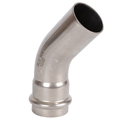 Угольник Rommer пресс 42 однораструбный, 45 градусов ВПр-НПр, нержавеющая сталь