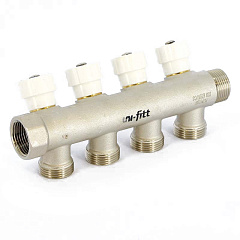 Коллектор UNI-FITT никелированный 402N с вентилями 3/4x3/4 EK с 4 отводами